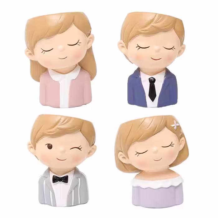 گلدان دکوری عروس و داماد مجموعه 4 عددی