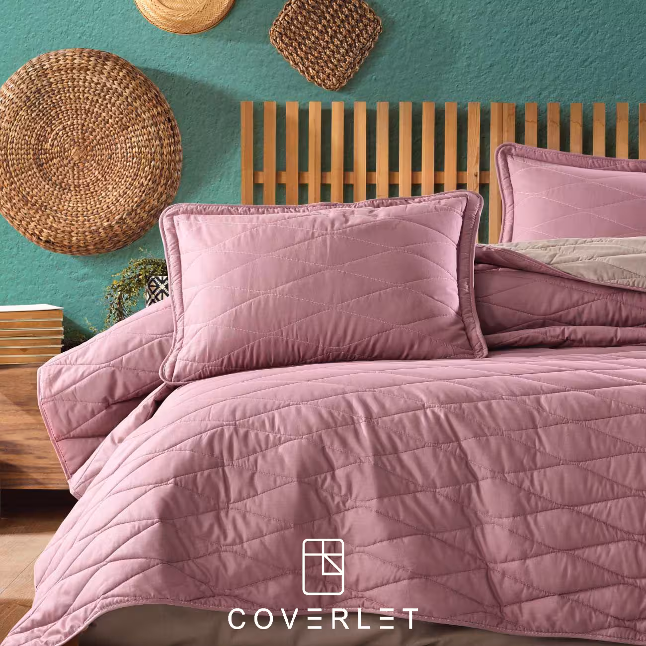 روتختی پنبه دوزی صورتی بژ مدل Lorna