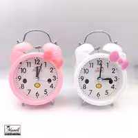 ساعت رومیزی کیتی زنگ دار چکشی | صورتی و سفید 140307103