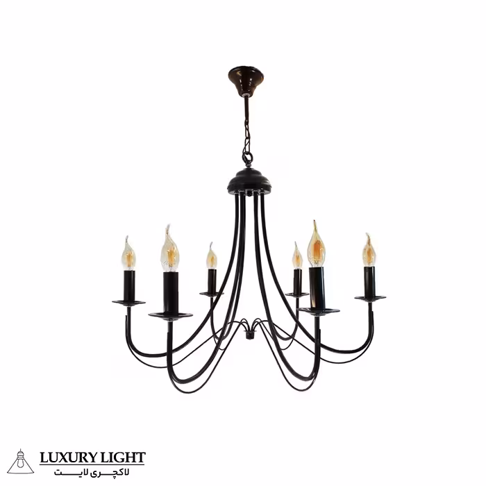 لوستر مشکی مدرن شش شعله مدل رایکا