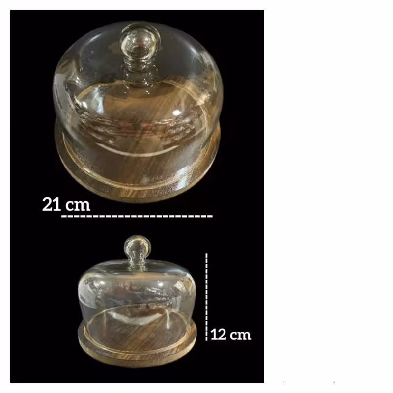 ظرف حمل کیک چوبی درب شیشه ای کوچک