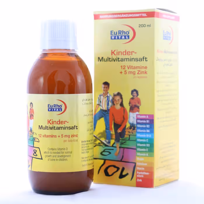شربت کیندر مولتی ویتامین یوروویتال 200 میلی لیتری