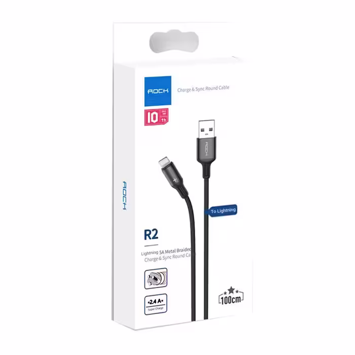 کابل تبدیل USB به لایتنینگ راک مدل R2 طول 1 متر 