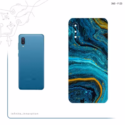 برچسب پوششی ماهوت مدل Turquoise marblewith golden streaks مناسب برای گوشی موبایل سامسونگ Galaxy M02
