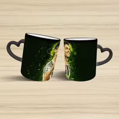 ماگ حرارتی مدل دسته قلبی اکلیلی طرح رونالدو کد 73