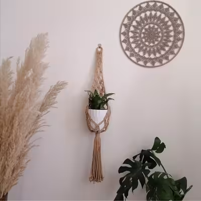 آویز گلدان بافتنی مدل دیواری کد P448