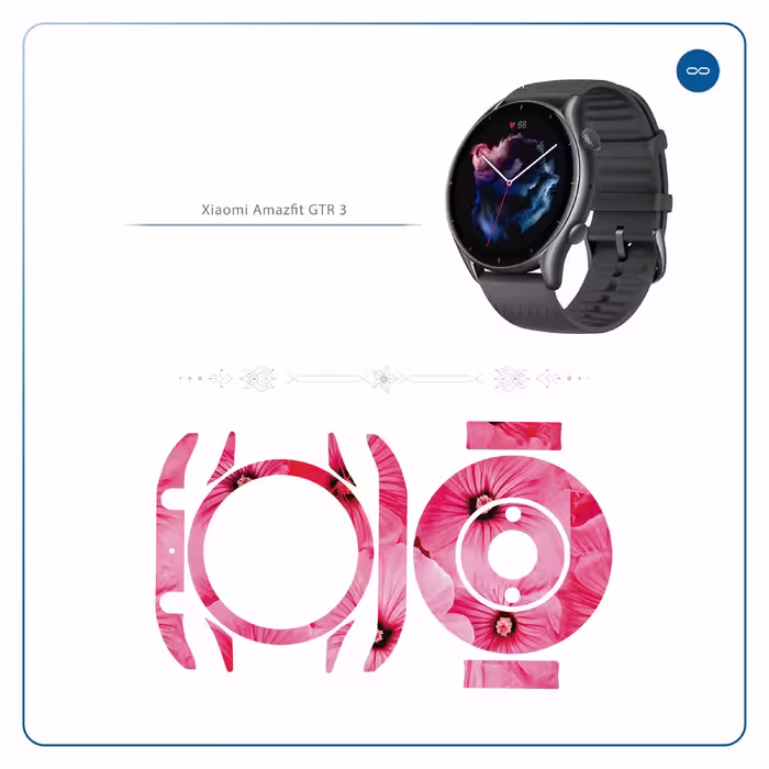 برچسب ماهوت طرح Pink-Flower مناسب برای ساعت هوشمند آمازفیت GTR 3