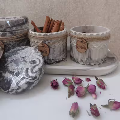 بانکه مدل سنگی کد 285 بسته 3 عددی به همراه سینی