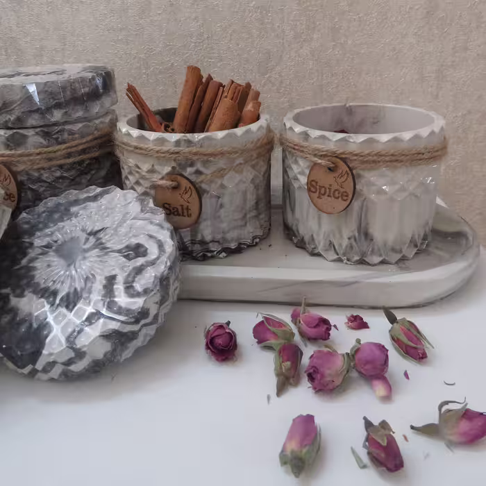 بانکه مدل سنگی کد 285 بسته 3 عددی به همراه سینی