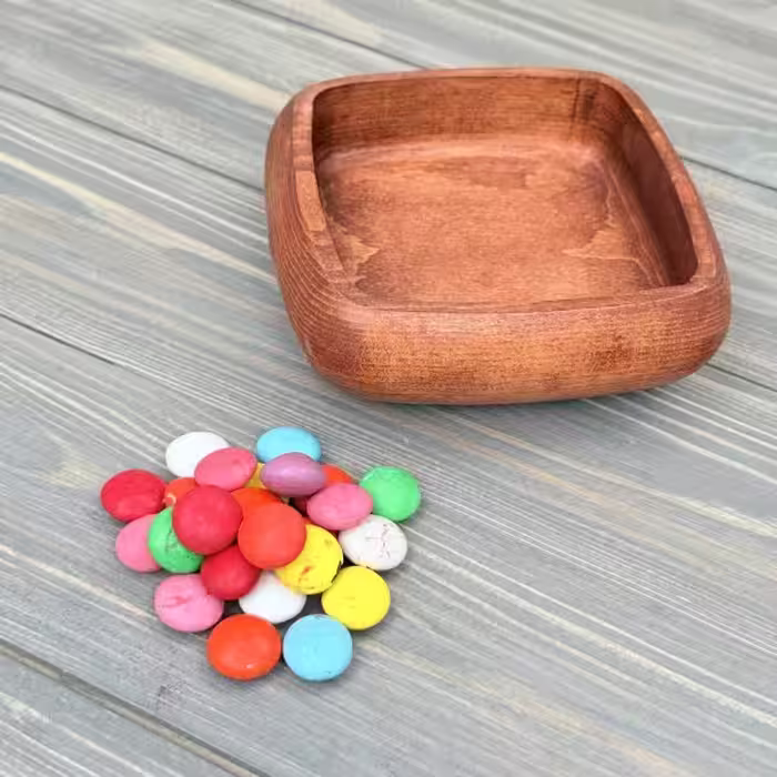 پیاله مربع چوبی