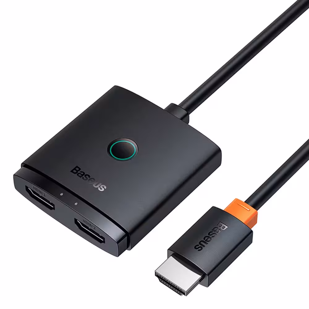 سوییچ دو پورت HDMI بیسوس مدل BS-OH114 B01331105111-01 با کابل 1 متری