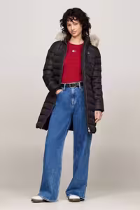 کاپشن کت سیاه پوشیده از خز زنان Tommy Jeans