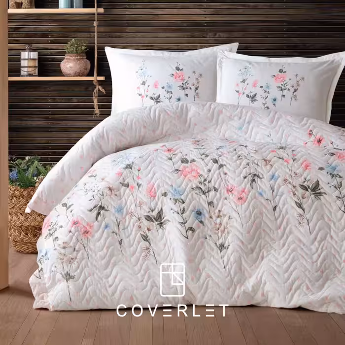 روتختی چهارفصل سفید طرح گل دونفره مدل Palitra