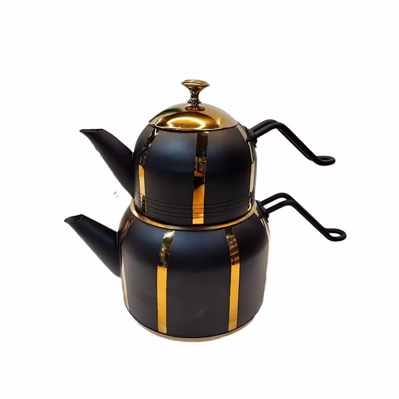 کتری و قوری لوله دار کی اس تی دسته فلزی مدل نوار رنگی