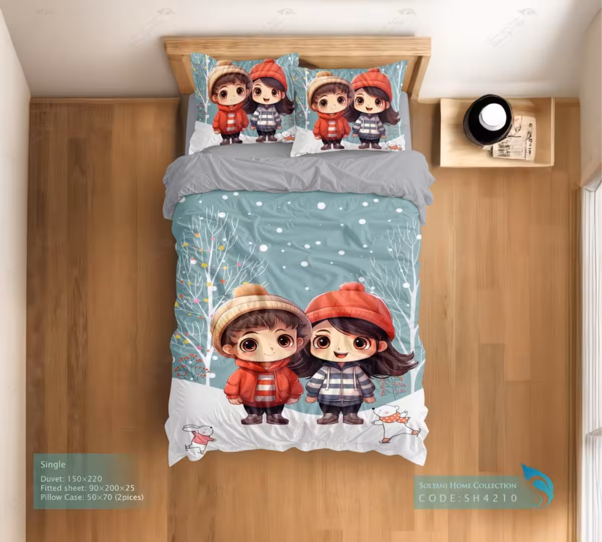 روتختی و ست کامل طرح زوج کوچولو سایز یکنفره کد SH4210