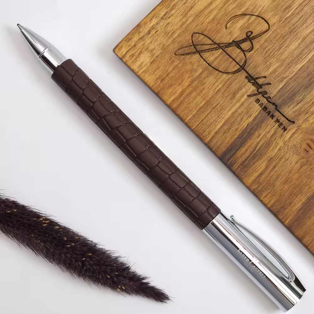 فابرکاستل روان نویس امبیشن کروکودیل سه بعدی 146056  FABER-CASTELL Ambition Rollerball Pen croco