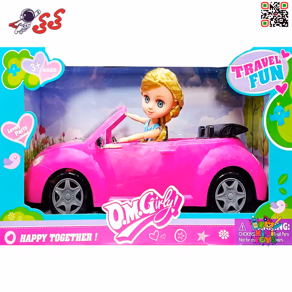 اسباب بازی ماشین باربی صورتی و باربی مفصلی FASHION SPORTS CAR 58008