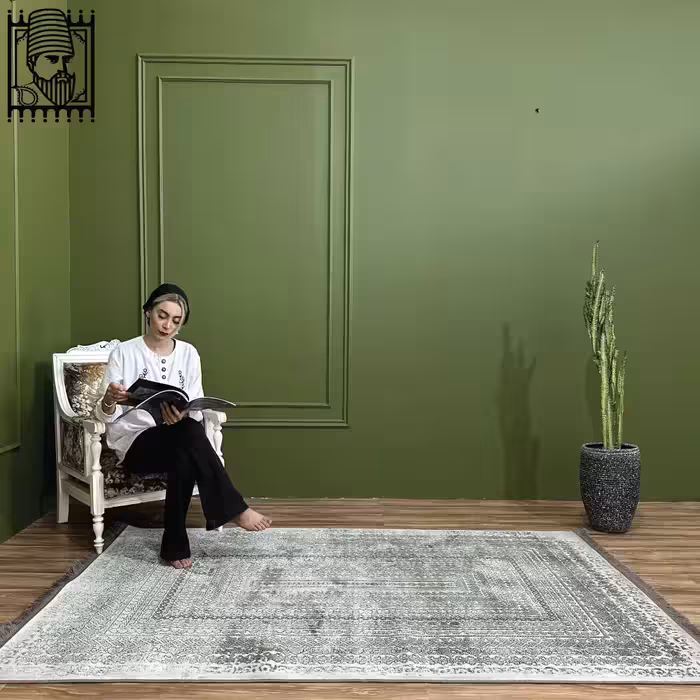 فرش مدرن آروین کد 73070 طوسی سبز