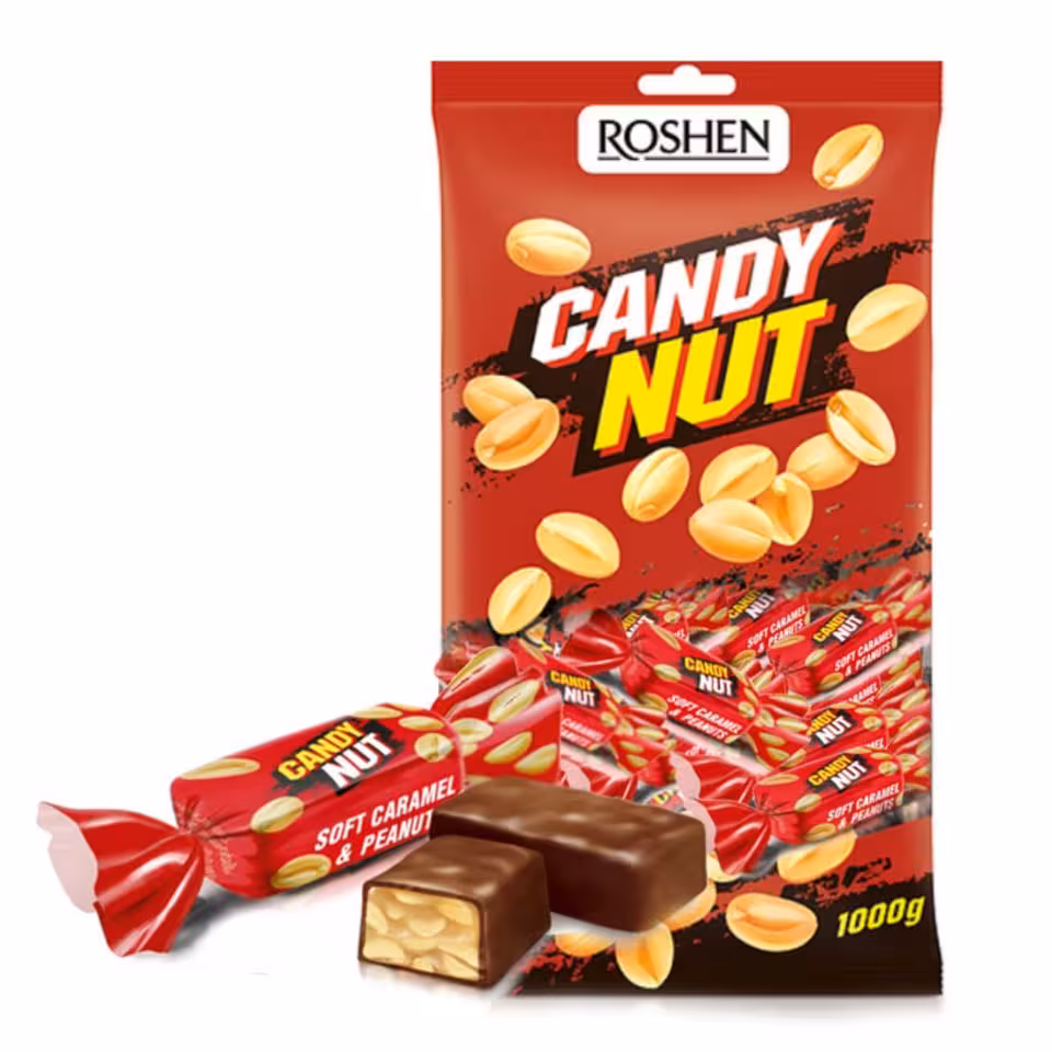 شکلات پذیرایی کندی نات قرمز با مغز بادام زمینی و کارامل (1کیلو) candy nut