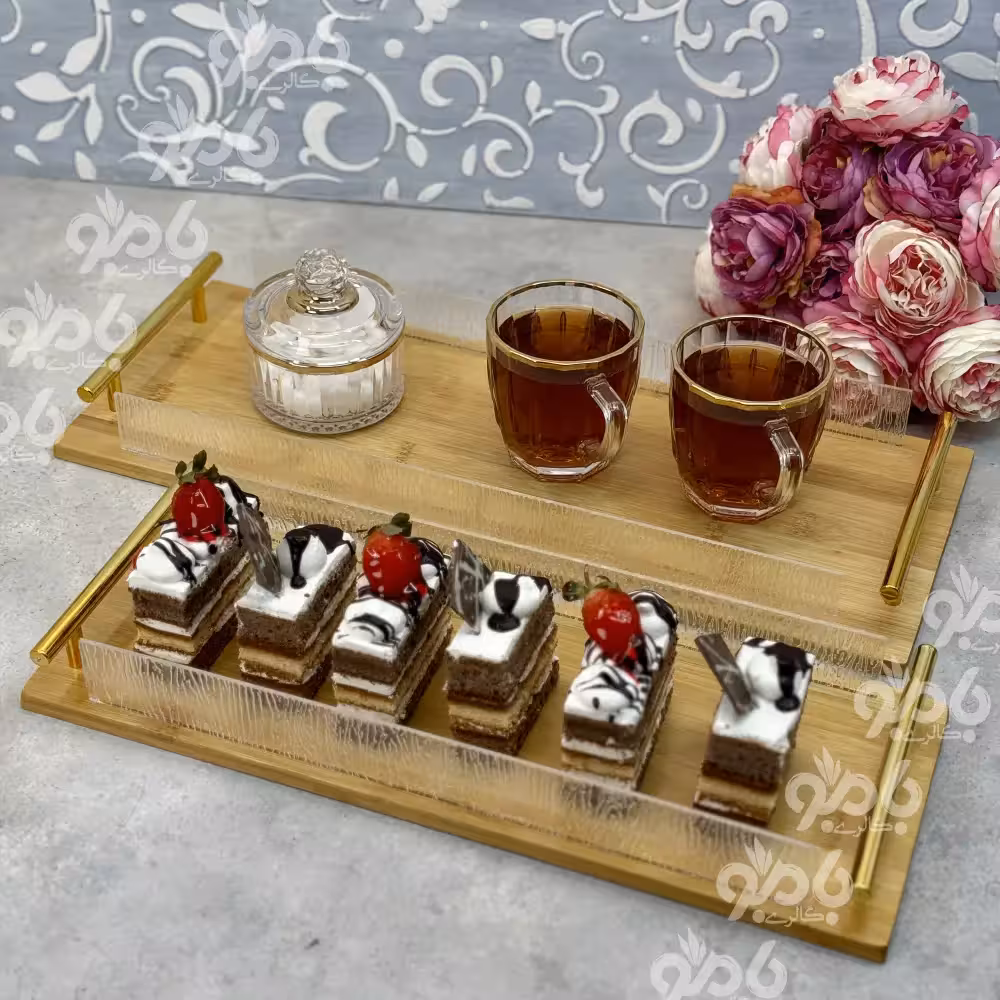 سینی بامبو مستطیل رولتی لبه اکرولیک