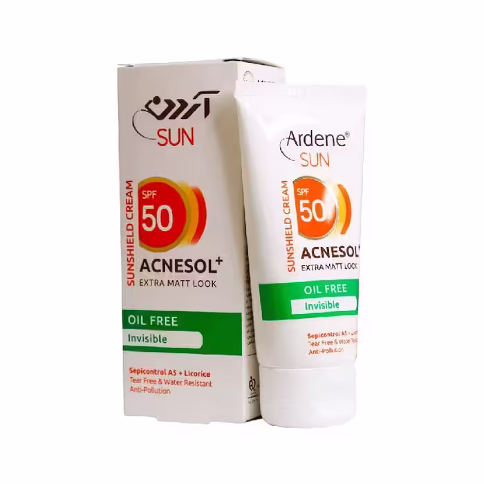 کرم ضد آفتاب acnesol plus spf 50 فاقد چربی و بی رنگ آردن