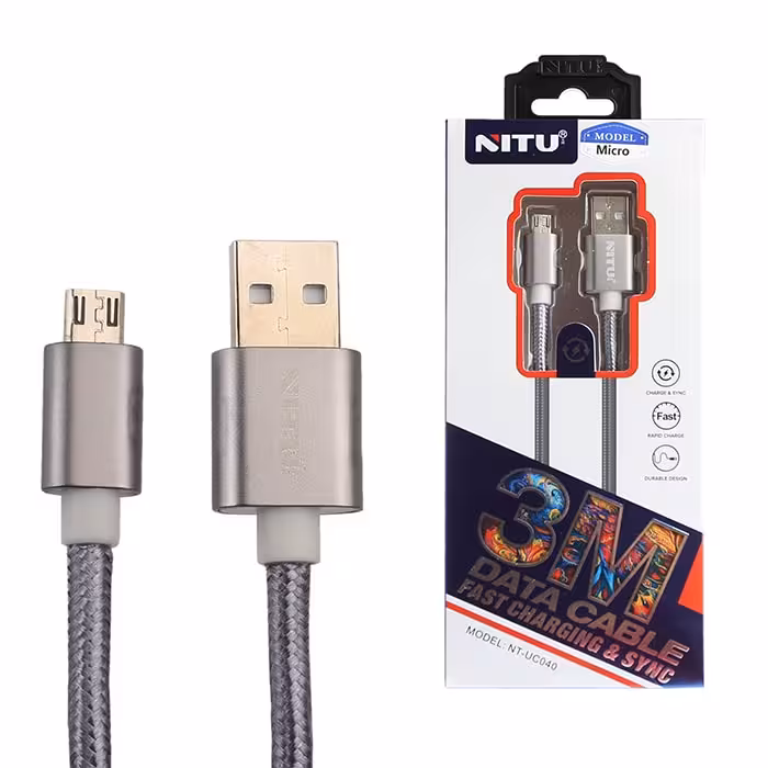 کابل USB به micro-usb نیتو NITU UC40 طول 3متر 2.4 آمپر