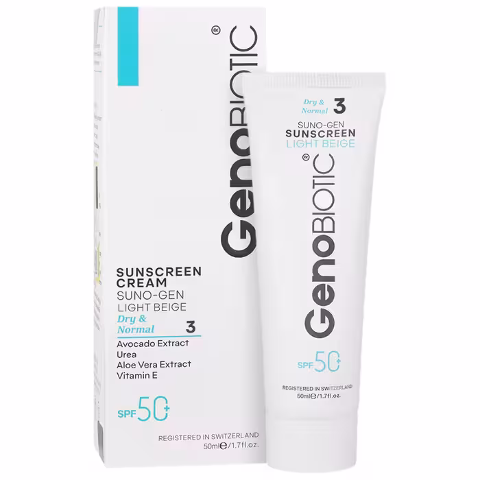 کرم ضدآفتاب پوست خشک ژنوبایوتیک بژروشن  Genobiotic SunoGen Sunscreen Cream SPF50