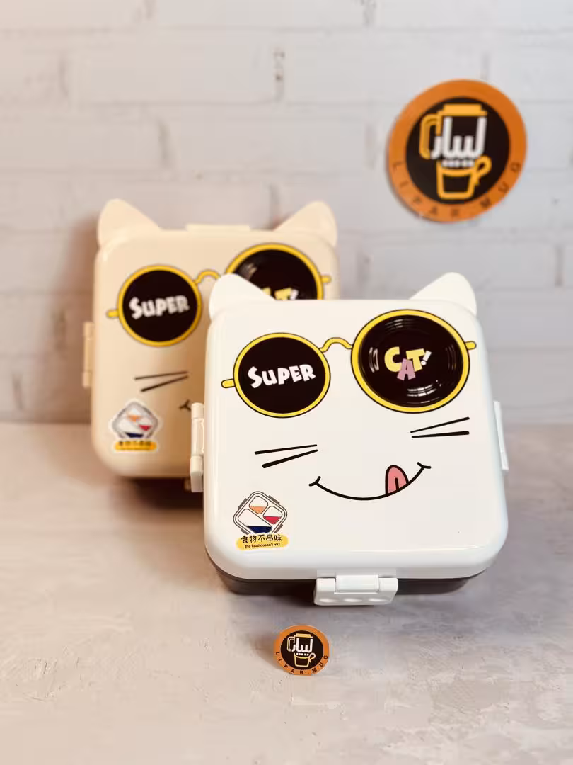 لانچ باکس فانتزی طرح گربه سه مخزنه کد 8626