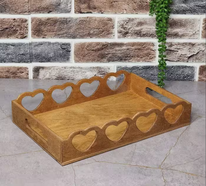 سینی چوبی قلبی بزرگ
