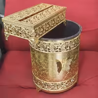 سطل زباله گرد و دستمال کاغذی 