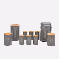 سرویس آشپزخانه ست 10 فانتزی طوسی کاکتوس درب بامبو یونیک کد 8064