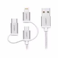 کابل تبدیل USB به Lightning ,Type-C و Micro USB یوگرین مدل US186 طول 1 متر