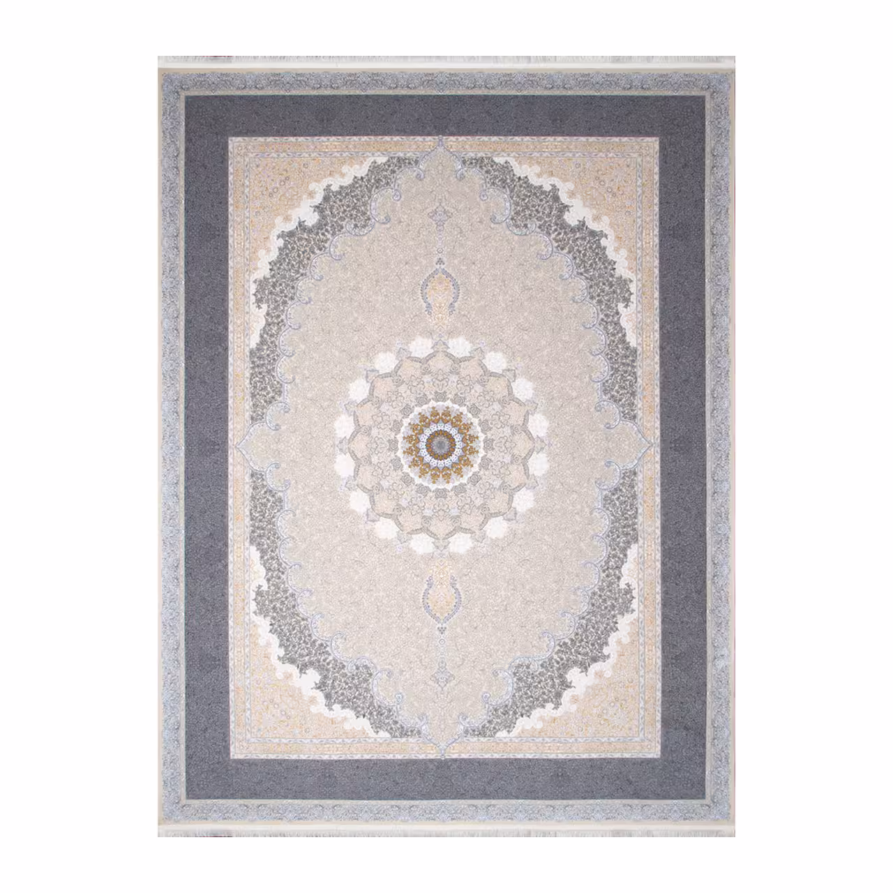 فرش ماشینی طرح بژ حاشیه سیلور کد 1435