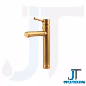 شیر روشویی پایه بلند اهرمی طلایی خش دار آریانا (مدل آنتیک)