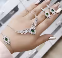 سرویس زنجیری نقره جواهری زنانه کد 60087