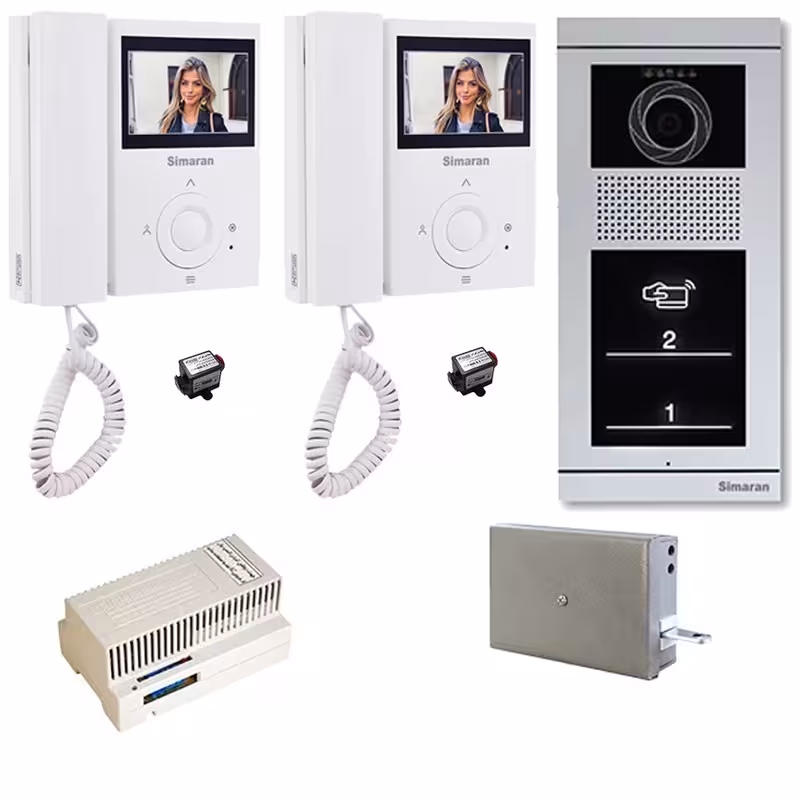 مجموعه دربازکن تصویری سیماران مدل 43FL-VFBT2 دو طبقه کارتی به همراه محافظ ولتاژ مانیتور | چاوه