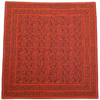 رومیزی مربع ترمه ابریشم حاشیه دار کد TRM211 نفیس رنگ قرمز آستر زرشکی