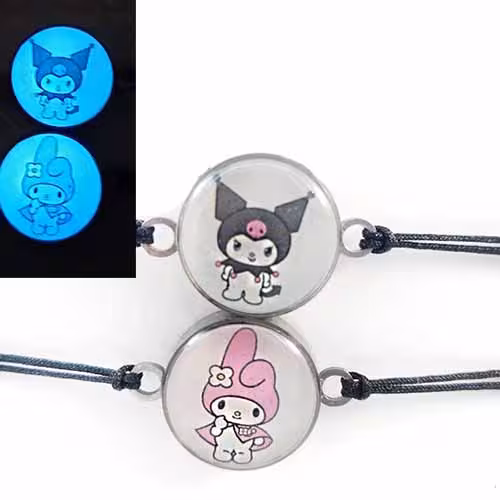 دستبند ست شب تاب کرومی و ملودی دخترانه