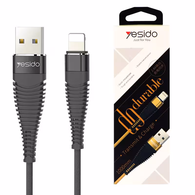 کابل USB به لایتنینگ یسیدو YESIDO CA12 طول1متر 2.4 آمپر