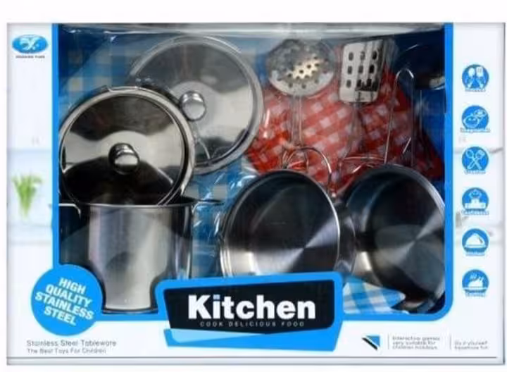 ست اسباب بازی آشپزخانه مدل ظروف استیل