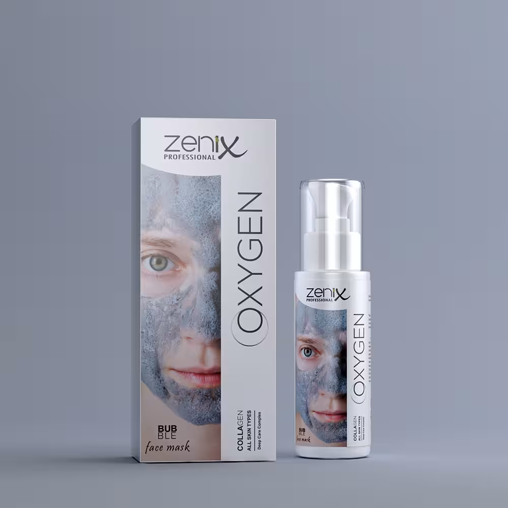 ماسک صورت حبابی اکسیژنه زنیکس zenix حاوی کلاژن collagen،ترکیه حجم 70 میل
