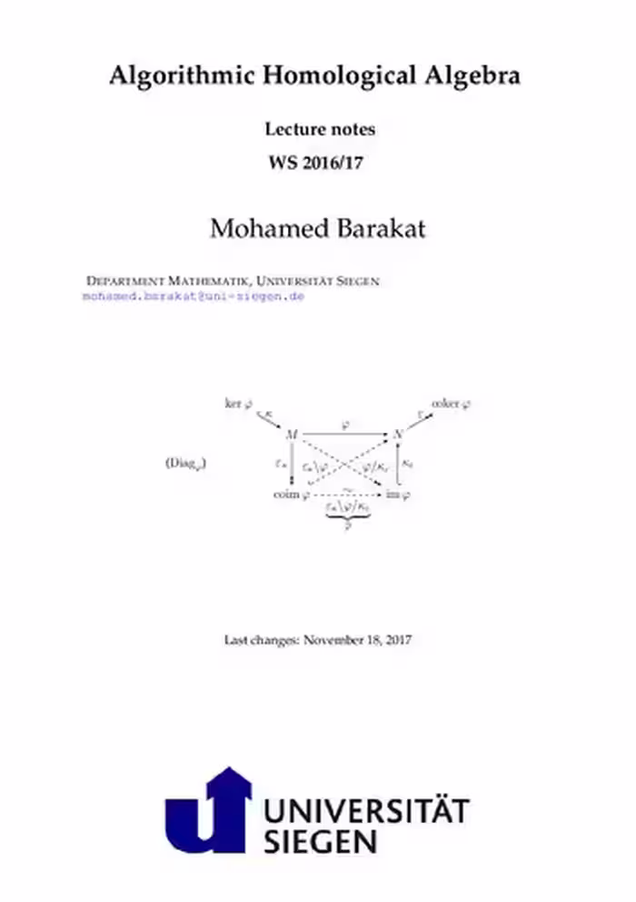 خرید و دانلود نسخه کامل کتاب Algorithmic Homological Algebra: WS 2016/17