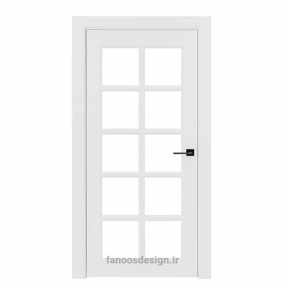 درب داخلی سفید با پنجره‌های شیشه‌ای مشبک کد 30520
