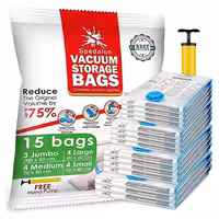 بسته 15 عددی کیسه ذخیره سازی فشرده وکیوم Vacuum Storage Bags – Pack of 15 (3 Jumbo   4 Large   4 Medium   4 Small)