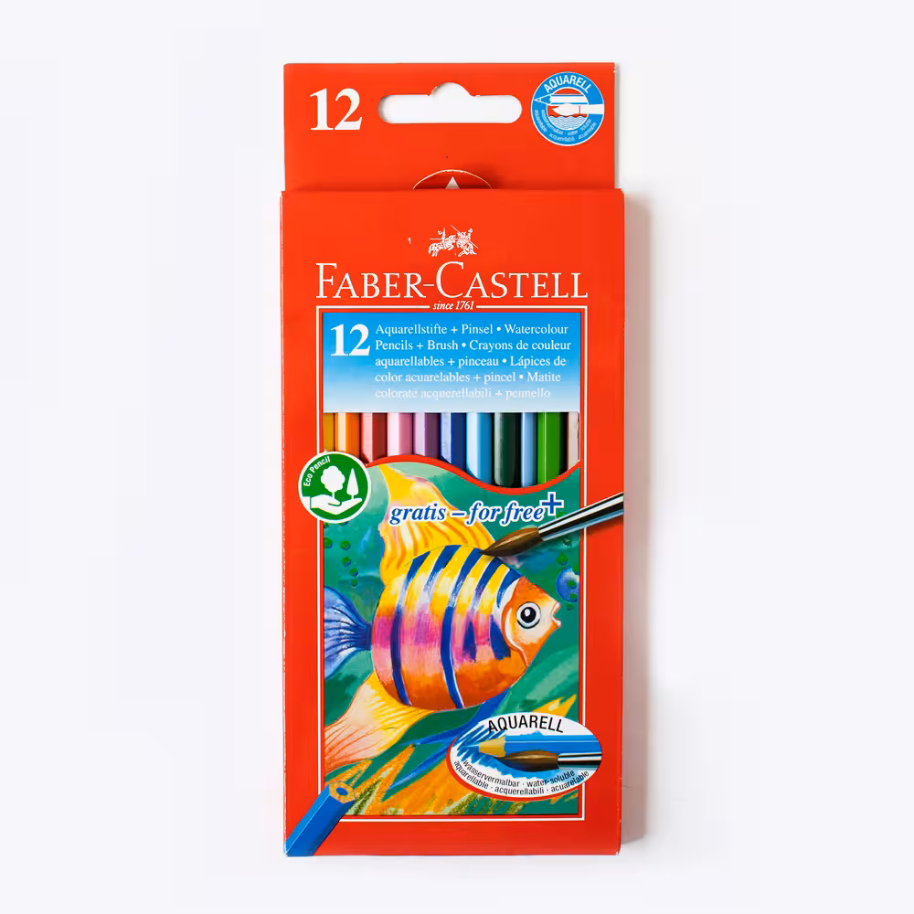 مداد رنگی 12 رنگ فابرکاستل ماهی آبرنگی (FABER CASTELL)