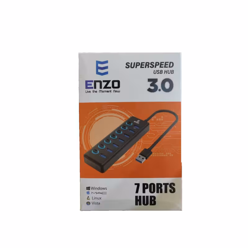 هاب هفت پورت USB 3.0 انزو ENZO UH-70A با برق کمکی