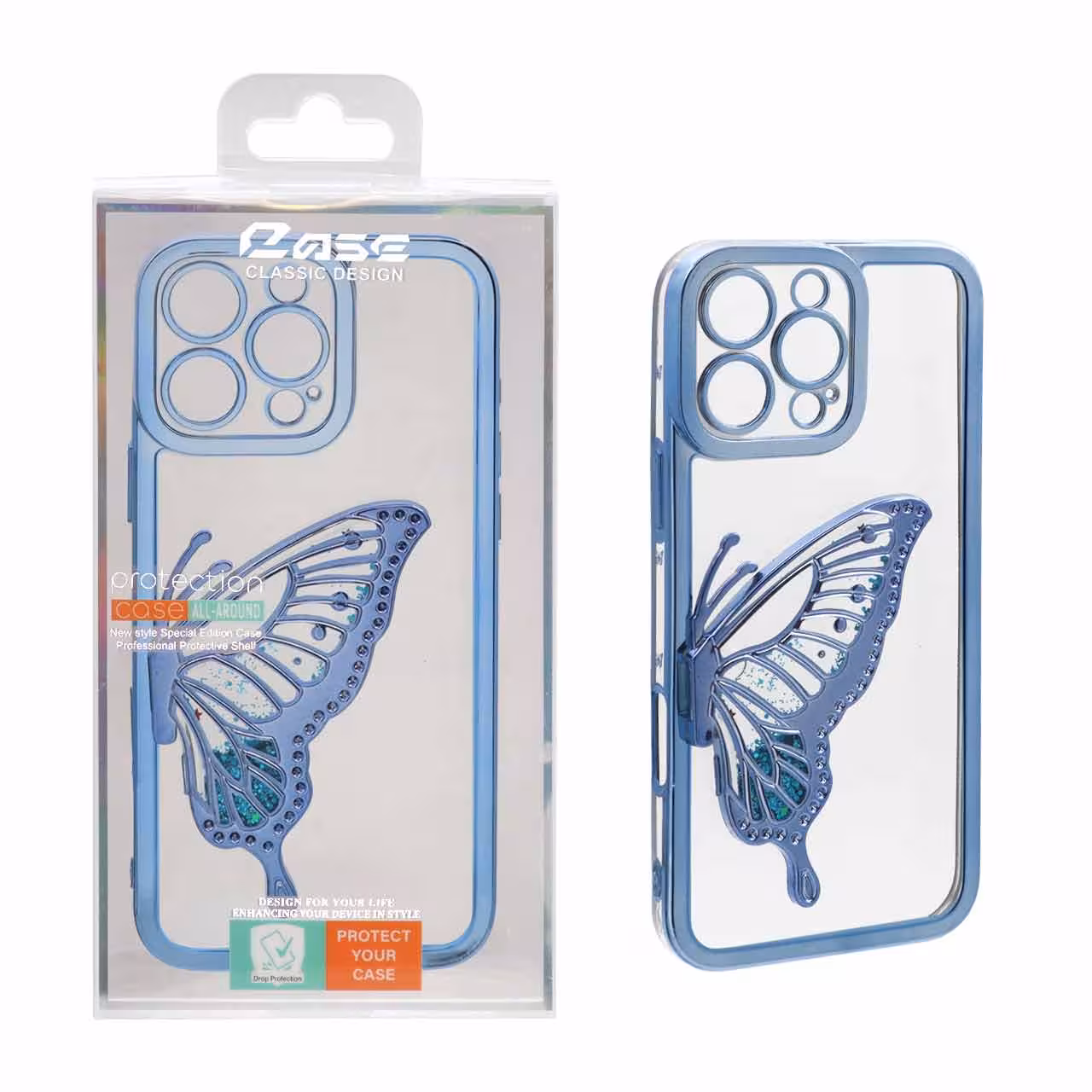 قاب Butterfly آکواریومی Apple iPhone 16 Pro - آبی (پک دار)