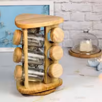 جا ادویه چوبی ایستاده 9 تایی گردان مثلثی کد 99096 از برند لونا رابروود