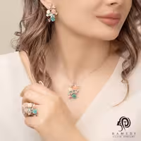 نیم ست صدفی نقره زنانه مدل NE C8