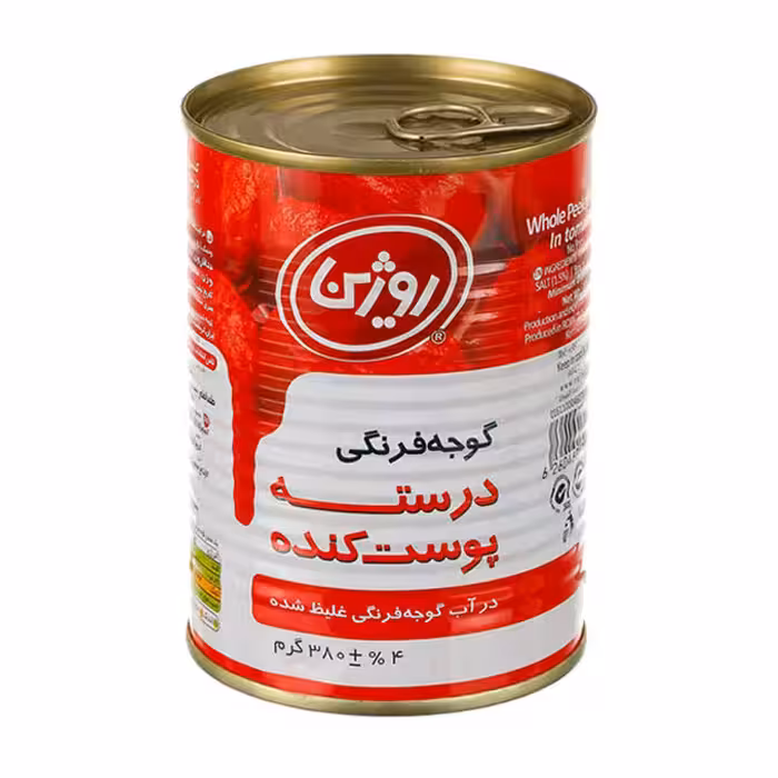 کنسرو گوجه فرنگی درسته پوست کنده روژین 380 گرمی